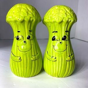 Vintage Anthropomorphic Celery Salt & Pepper Shakers -Made in Japan